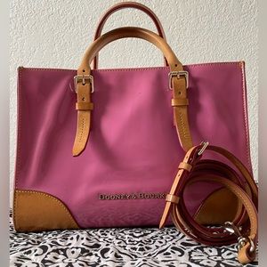Dooney & Bourke Pink Patent leather Tote with leather trim and crossbody strap